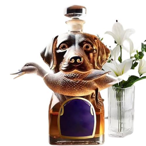 Carafe Weingläser in Form eines einfach zu bedienenden Hund - Glasflasche für Alkohol | Statue der Hundeträger, Sammlung Figuren zentrale Teile für Cognac Bourbon Männer Vater Charmante räumliche von Zunetsutock