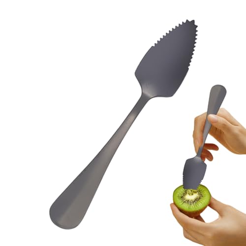 Grapefruitlöffel gezackt Edelstahl - Langstahlkiwi -Löffel aus Edelstahl mit gezackter Kante - modisches Besteck Küchenwerkzeug für Kiwi, Dessert, Zitrusfrucht von Zunetsutock