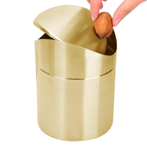 ZUNTSUTOCK BROSTED STEEL PROLGET - Papierkorb mit geneigtem Deckel, Trash Can mit gekippten Deckel | Kleine 1,5 L Mülleimer von Zunetsutock