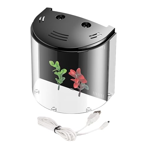 Zunetsutck Kleines Aquarium - Mini -kompaktes Betta -Wanne mit stillen Filter und LED -Licht, transparenter Behälter für Zierfische | Aquariumschüssel mit Wasserpumpe für Heimkeserven enthalten Zunetsutck Kleines Aquarium - Mini -kompaktes Betta -Wanne mit stillen Filter und LED -Licht, transparenter Behälter für Zierfische | Aquariumschüssel mit Wasserpumpe für Heimkeserven enthalten von Zunetsutock