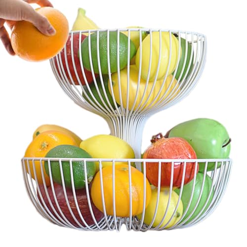 Zunetsutock 2-stufiger Obstkorb - Obstkörbe zum Aufstellen | Multifunktionaler Obstkorbhalter Doppelkabel für Wohnzimmer Teetisch von Zunetsutock