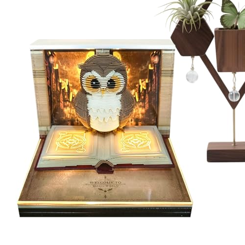 Zunetsutock 3D-Notizblock, Zeitmesser, Kalender 2026, 3D, reißbar, Papierschnitzerei, Kunst, Notizblock, Notizblock, Eulenform, zum Abreißen, Schnitzen, für Thanksgiving, Weihnachten, Einweihungsbüros von Zunetsutock