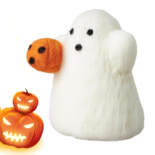 Zunetsutock Deko,Lustiges Filz Ornament das einen Kürbis hält - Niedlicher Halloween Geist Deko - für Schreibtisch Innen Außen Zuhause Festival Party Feiertag Tisch Arbeitsplatz von Zunetsutock