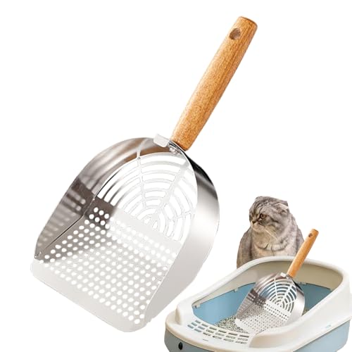Zunetsutock Katze Litter Scoop | Edelstahl Pooper Scooper, ergonomischer langer Griff, schweres Siebwerkzeug | Pethygienversorgung, Indoor-Katzenpflege, einfach zu sauberer Kittbox Zubehör von Zunetsutock
