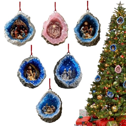Zunetsutock Krippen-Ornamente, Set mit 6 Ornamenten für Baum mit Jesus-Anhängern | Innendekoration für Tisch, , Kamin, Fenster, Küche, , Balkon, Garten von Zunetsutock