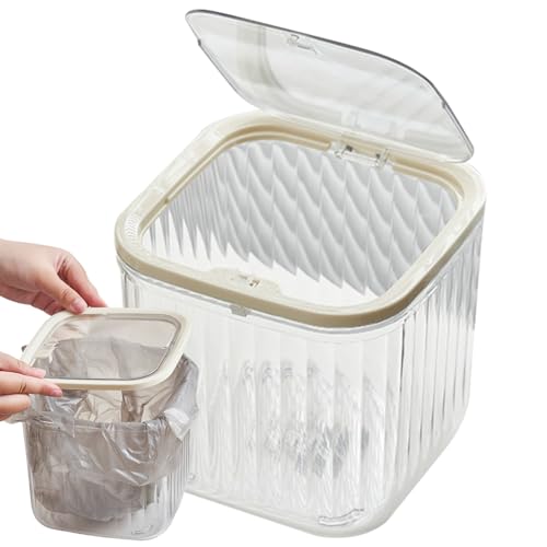 Zunetsutock Mülleimer Schreibtisch Trash Bin - Desktop Müll, Presse Top Lid | Einfache Verwendung von transparenten kompakten Abfallbehälter, kleine Badezimmer Organisatoren, Kosmetikkorb mit von Zunetsutock