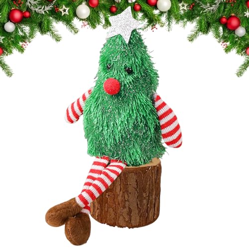 Zunetsutock Niedliches Plüschtier in Form eines Weihnachtsbaums | Plüsch-Weihnachtsbaum-Ornament mit langen Beinen | Beleuchtete festliche Dekorationen für Büro, Foyer, Tisch, Kamin, Tischdekoration von Zunetsutock