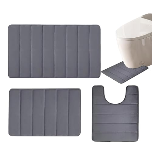 Zunetsutock Rutschfestes Fußmatten-Set für Badezimmer – Badezimmerteppich-Set, 3-teiliges Badezimmerteppich-Set, geeignet für Restaurants von Zunetsutock