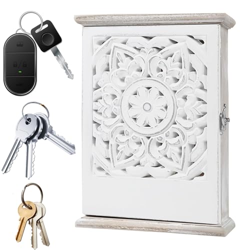 Zunetsutock Schlüsselbox Zur Aufbewahrung - Vintage Gravur Organizer Deko Für Zuhause | Rustikaler Schlüsselhalter Wandorganizer Box,Für Einzug Feiertag Geburtstag Haustür Eingangsbereich Büro von Zunetsutock