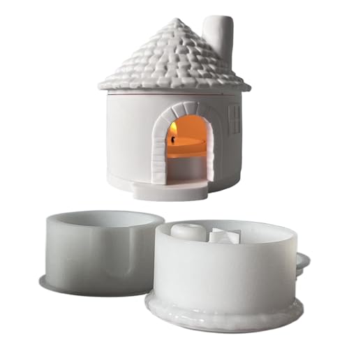 Zunetsutock Silikonform Haus Weihnachtsdorf, 3D-Form Teelichthalter aus Silikon - Dekoration zu Hause Tisch Geburtstag Festival von Zunetsutock