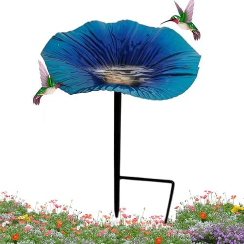 Zunetsutock Vogelbast - Garten Vogelbad Und Vogelhäuschen Mit Metallpfosten,Blumen-geformte Dekorative Essstation Mit Metallspitze Gartenschmuck Für Kolibris Outdoor von Zunetsutock