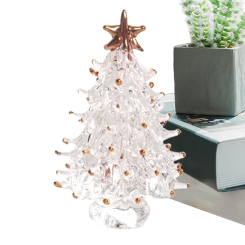 Zunetsutock Weihnachtsbaum aus Glas – Miniatur-Weihnachtsbaum-Figuren aus Buntglas – Dekoration Party für Büro Haus Innen Tisch Wohnzimmer Kamin Schlafzimmer von Zunetsutock