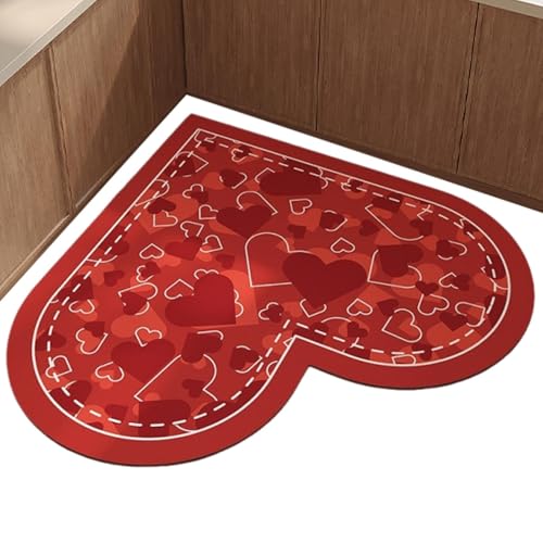 Zuntsutock rote Liebe mit schnell trocknender Badematte - Diatom-Pad, schnelle Trocknungsbadematte | Duschmatte 23.6x23.6x0.4 romantische Zoll von Zunetsutock