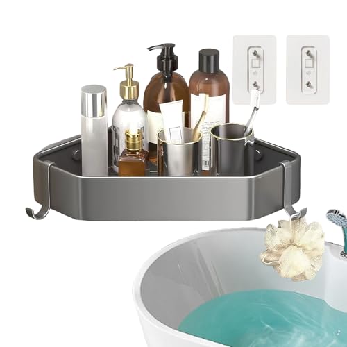 Badezimmer-Wandregal – Anti-Rutsch-Rack, kein Bohren Eckregal | keine Stanzflicken | rostfreier dreieckiger Rahmenbau, kompaktes platzsparendes Design, wasserdicht, robuste Struktur, Badezimmer von Zunishaone