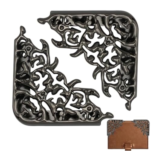 Bucheckenschutz aus Metall | Dekorative Buchecken | 2er Set Eckenschutz für Scrapbooking, Fotoalben, Notizbücher, Bibeln, Bastelarbeiten und Bastelzubehör von Zunishaone
