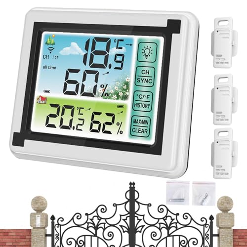 Digitales drahtloses Wetterthermometer – Temperatursensor für den Außenbereich, LCD-Anzeige mit Luftfeuchtigkeit | leicht ablesbares Display, präziser Zähler, praktischer Klimamonitor von Zunishaone