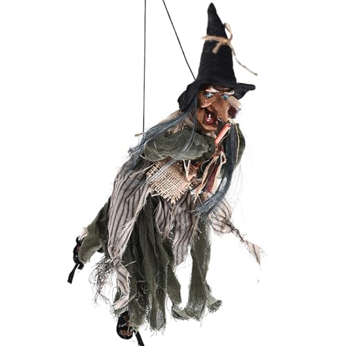 Halloween Dekorationen - Hängende Hexe, sprachaktivierte Hexe | Animierte Soundeffekte mit Berührungssensor, Bauen für Außenveranda, Fenster, Stehlampe und Dec Halloween Dekorationen - Hängende Hexe, sprachaktivierte Hexe | Animierte Soundeffekte mit Berührungssensor, Bauen für Außenveranda, Fenster, Stehlampe und Dec von Zunishaone