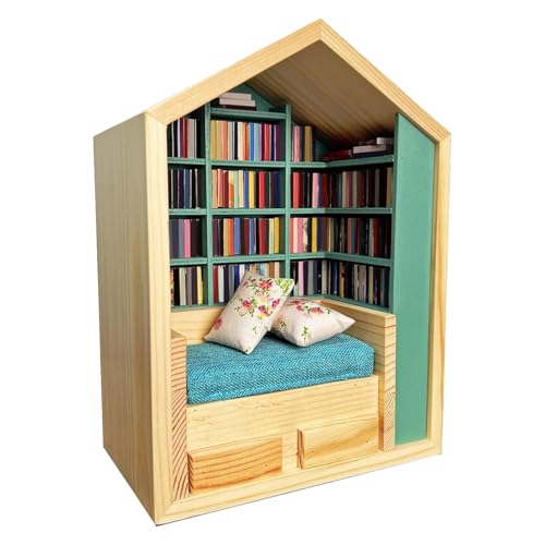 Miniatur-Bibliothek-Diorama – Bucheckenregal-Einsatz, Dekorations-Organizer, kleines Bücherregal, Modellbausatz, pädagogisches Bücherzimmer, Kunst, Displa, Miniatur-Bibliotheksszene für Studenten von Zunishaone