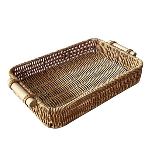 Rechteckiges Rattan-Tablett – Weiden-Servierkorbplatte, Mehrzweck-Aufbewahrungstablett | Heimdekoration, Obsthalter, Gemüse-Snack-Ständer, für Küche, Tisch, Esszimmer, Kaffee, Servieraufbewahrung Rechteckiges Rattan-Tablett – Weiden-Servierkorbplatte, Mehrzweck-Aufbewahrungstablett | Heimdekoration, Obsthalter, Gemüse-Snack-Ständer, für Küche, Tisch, Esszimmer, Kaffee, Servieraufbewahrung von Zunishaone