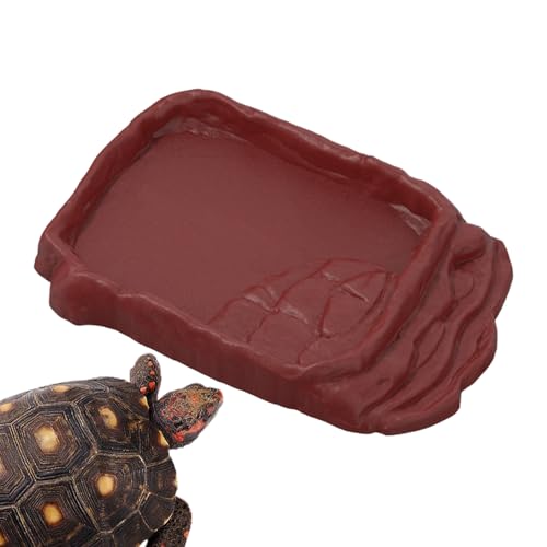 Reptilien-Wasserschale – Schildkröten-Felsen-Tablett, Gecko-Tank-Trittplatte, strukturiertes Stein-Imitat-Becken, Rutschleiste, stabile Hydratations-Futterstation während des täglichen von Zunishaone