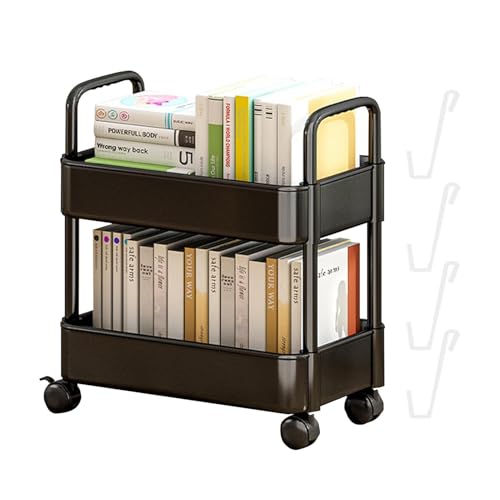 Rolling Bücherregalschelfständer - Spielzeugkorb Trolley, Mobile Storage Cart | Compact Organizer Display Frame, zwei Schichtmöbel Stück für Schlafzimmer Bibliothek Wohnzimmer Apartment Indoor Kid von Zunishaone
