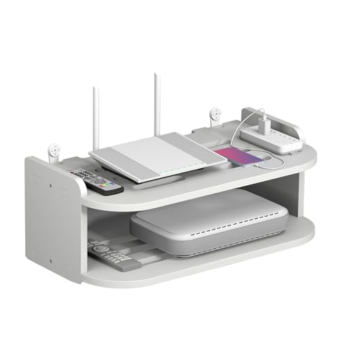 Router Hider Box Wandhalterung - Kabelloses Geräteregal Rack, Wärmeableitungshalter | Fernbedienung Ablageschale, Projektor Wandhalterung zum Verstecken von Wifi Router, Organisieren Set-Top-Boxen von Zunishaone