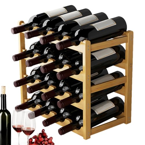 Tisch-Weinhalter – Rustikales Tischdisplay, kompaktes Aufbewahrungsregal, 42 x 24 x 35 cm, modulares Bar-Thekenregal, dekorativer Holzständer, abgestufte vertikal, mehrere Flaschen von Zunishaone