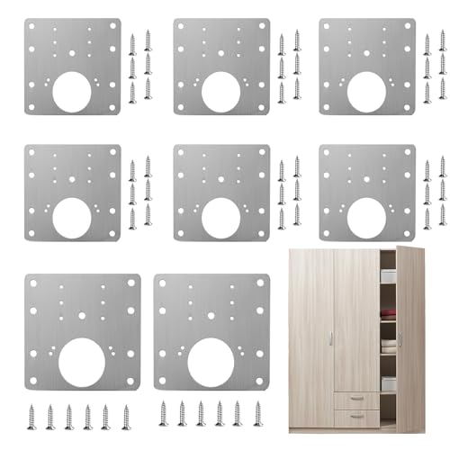Türscharnier-Reparaturset – langlebige Edelstahlbretter mit 8 Packungen, Lochabdeckplatten | Türscharnierset mit Finish gegen Bewässerung, 48 Schrauben in von Zunishaone