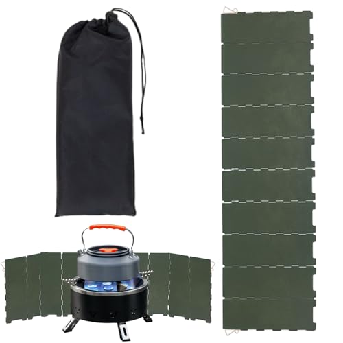 Zunishaone Camp Stove Windscreen Windschild für Campingkocher, zusammenklappbarer Metallofen mit 10 Paneelen, Outdoor-Zubehör, Grillzubehör für Camping, Zunishaone Camp Stove Windscreen Windschild für Campingkocher, zusammenklappbarer Metallofen mit 10 Paneelen, Outdoor-Zubehör, Grillzubehör für Camping, von Zunishaone