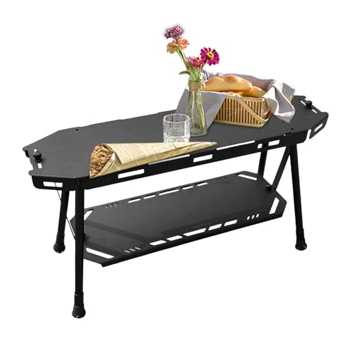 Zunishaone Klapptisch für Camping, Klapptisch für den Außenbereich – Aufbewahrungsregale aus Aluminiumlegierung aus leichter Aluminium-Legierung | leichtes Lagerregal, Küchenstation, einfach zu von Zunishaone