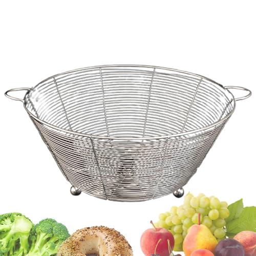 Zunishaone Obstsieb, Edelstahl-Siebkorb zum Waschen von Obst, Gemüse in der Küche – Mehrzweck-Spülschüssel, Metalldraht-Abtropfgestell, effiziente Reinigung für Birne, Karotte, Pfirsich von Zunishaone