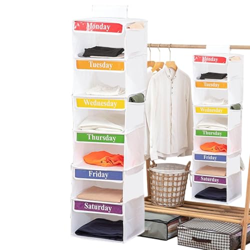 Zunishaone Organizer für Kinderkleidung – Organizer mit 6 Fächern | Wochenplaner, ideal zum Sparen, Halten von Kleidung zugänglich und hält einen ordentlichen Schrank von Zunishaone