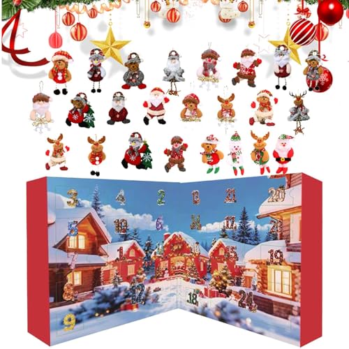 Zunishaone Plüsch Ornament Weihnachten Advent Countdown Kalender - 24-Tage Advent 2025 - Plüsch Stoffpuppe Ornament - Für Weihnachtsbaum Fenster Kamin Kaminsims Wohnzimmer Schlafzimmer Feiertag von Zunishaone