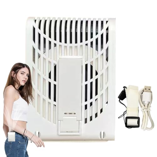 Zunishaone Tragbarer Hüftventilator,Aufladbarer Tragbarer Halsventilator Mit 3 Geschwindigkeitsstufen | Wiederaufladbarer Mini-Kühlventilator 3 Geschwindigkeiten für Damen Herren Garten Angeln von Zunishaone