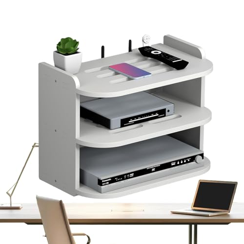 Zunishaone WLAN-Router-Ständer | Router-Aufbewahrungsbox | Kein-Bohrer-Wandhalter für Router & Fernbedienung, Mehrschichtiges Router- mit Wärmeableitung für Wohnzimmer, Büro & Schlafzimmer von Zunishaone