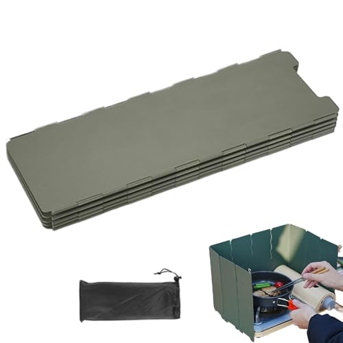 Zunishaone Windschild für den Außenbereich, Camping-Windschutzscheibe, zusammenklappbar, für Campingkocher, tragbarer Grillschutz, 10 Feuerschutzplatten von Zunishaone