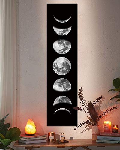 Zunniu Mondphasen-Wandbild, Schwarz-Weiß-Mond Leinwanddruck, Poster, Wandkunst, Dekoration für Schlafzimmer, Wohnzimmer (schwarz, ungerahmt) von Zunniu