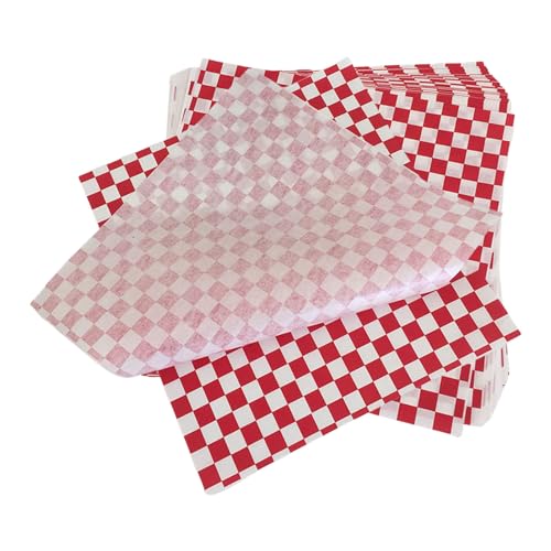 100 Pcs Karierte Fettrofes Papierblech Lebensmittelpapierpapierkorb Für Sandwiches BBQ Und Picknicks Wrapper 100 Pcs Karierte Fettrofes Papierblech Lebensmittelpapierpapierkorb Für Sandwiches BBQ Und Picknicks Wrapper von Zuoeay