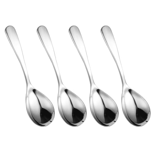 4pcs Fleckenlose Stähle Große Suppenlöffel Essen Runde Kurzes Für Restaurant Runden Suppenlöffel Dicker Kurzer Serviert von Zuoeay