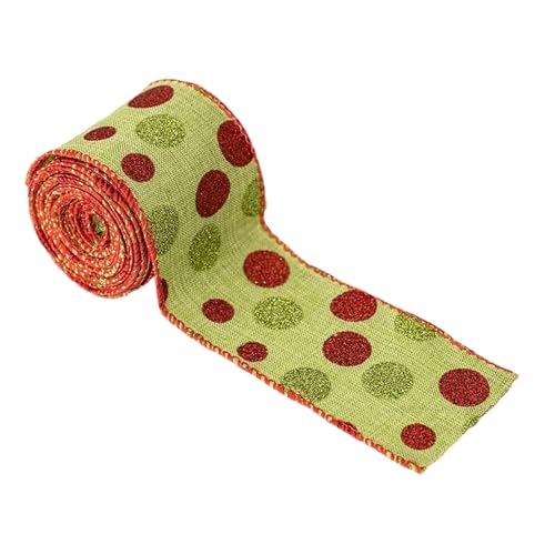 5yards Round Dot Sackleinenband Mit Drahtkanten Für Weihnachtsbaumdekorationen Handwerk Geschenkverpackung Draht Urlaub Decors Band von Zuoeay
