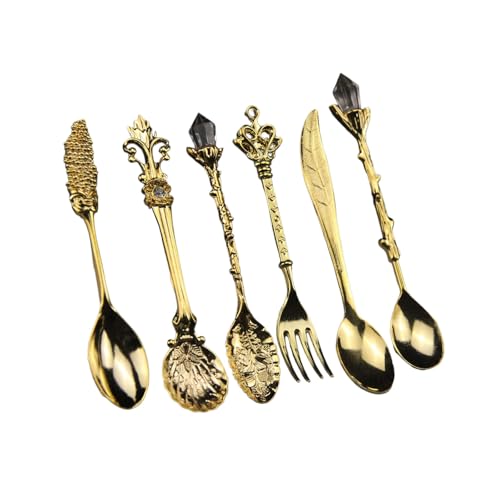 6 Stück Antike Rührlöffel Kristall Zink Legierung Vintage Dessert Kaffee Teelöffel Spülmaschine Safe Getränke Utensilien Zink Legierung Dessert Löffel Set Set von Zuoeay