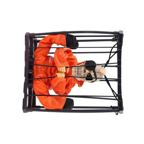 Schreiende Animierte Halloween Dekorationen Bewegliche Schädel Cage Gefangene Requisiten Mit Licht Für Innenräume Freien In Der Innenräume Party Schädel Hängende Dekoration Requisiten von Zuoeay