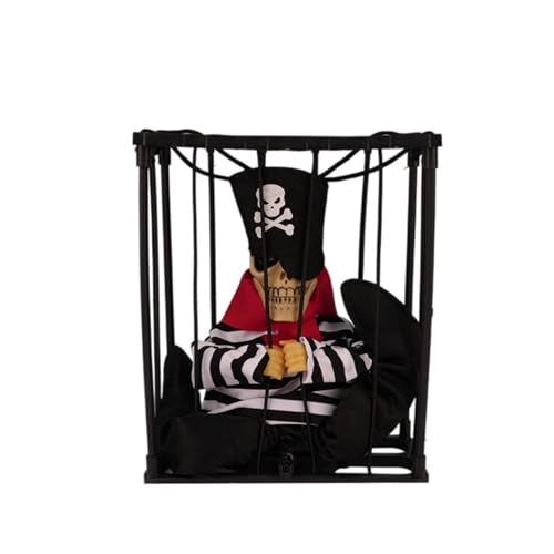 Schreiende Animierte Halloween Dekorationen Bewegliche Schädel Cage Gefangene Requisiten Mit Licht Für Innenräume Freien In Der Innenräume Party Schädel Hängende Dekoration Requisiten von Zuoeay