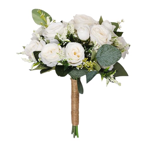 Zuoeay Elegante Synthetische Seidenbrautarmealanordnung Weiße Grüne Töne Leichtes Hochzeitsdekor Verstellbarer Stammbrautstrauß von Zuoeay