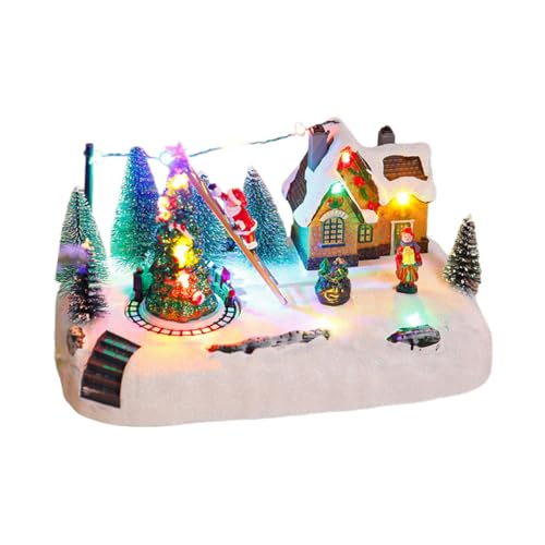 Zuoeay Musikalisches Weihnachtsharz Desktop Orament Mit LED Beleuchtungen Ideal Für Wohnzimmer Partys Dekoration LED Weihnachtsmusikdekoration von Zuoeay