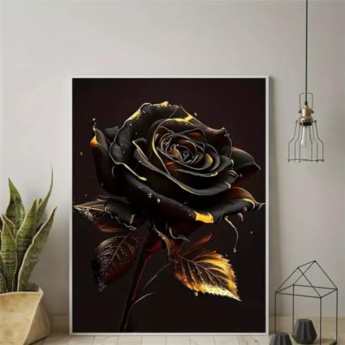 Zuooyi 5D Diamond Painting Erwachsene Blume, DIY Diamant Painting Bilder Schwarze Rose, Embroidery Pictures Arts Crafts for Beginner Set for Wall Decoration Square Drill,20x50cm von Zuooyi