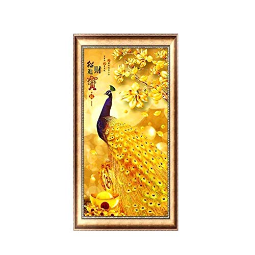 DIY 5D Diamant Malerei Kits Große Größe Goldener Pfau 40x80cm Vollbohrer Kristall Strass Kreuzstich Stickerei Full Diamond Painting Erwachsene/Kinder Diamant Bilder Art Handwerk Home Wall Decor von Zuoyun