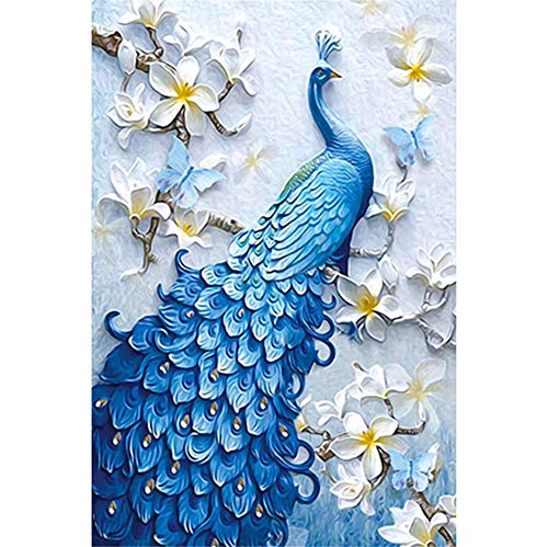 DIY 5D Diamant Painting Bilder Voll kit Blauer Pfau 25x30cm/10 * 12in Kreuzstich Diamant Malen nach Zahlen Erwachsene/Kind Diamant Stickerei Kristall Strass Art Craft Diamond Painting Home Wall Decor von Zuoyun