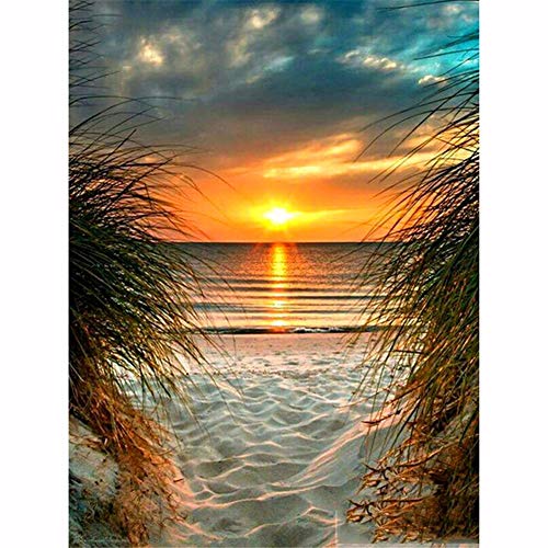 DIY 5D Diamant Painting Bilder Voll kit Sonnenuntergang am Strand 50x70cm/20*28in Kreuzstich Diamant Malen nach Zahlen Erwachsene/Kind Diamant Stickerei Kristall Strass Art Diamond Painting wall decor von Zuoyun