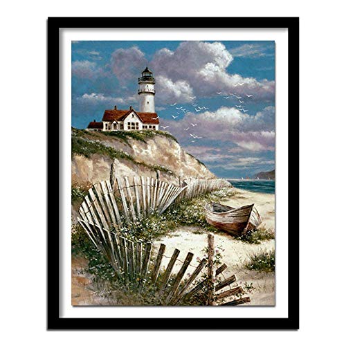 DIY 5d Diamant Malerei Kits Voll Bohren Leuchtturm Meer 50x70cm/20 * 28in Diamant Painting Groß Full Kristall Strass Stickerei Kreuzstich Leinwand Diamond Painting Kunst Handwerk für Home Wand Decor von Zuoyun
